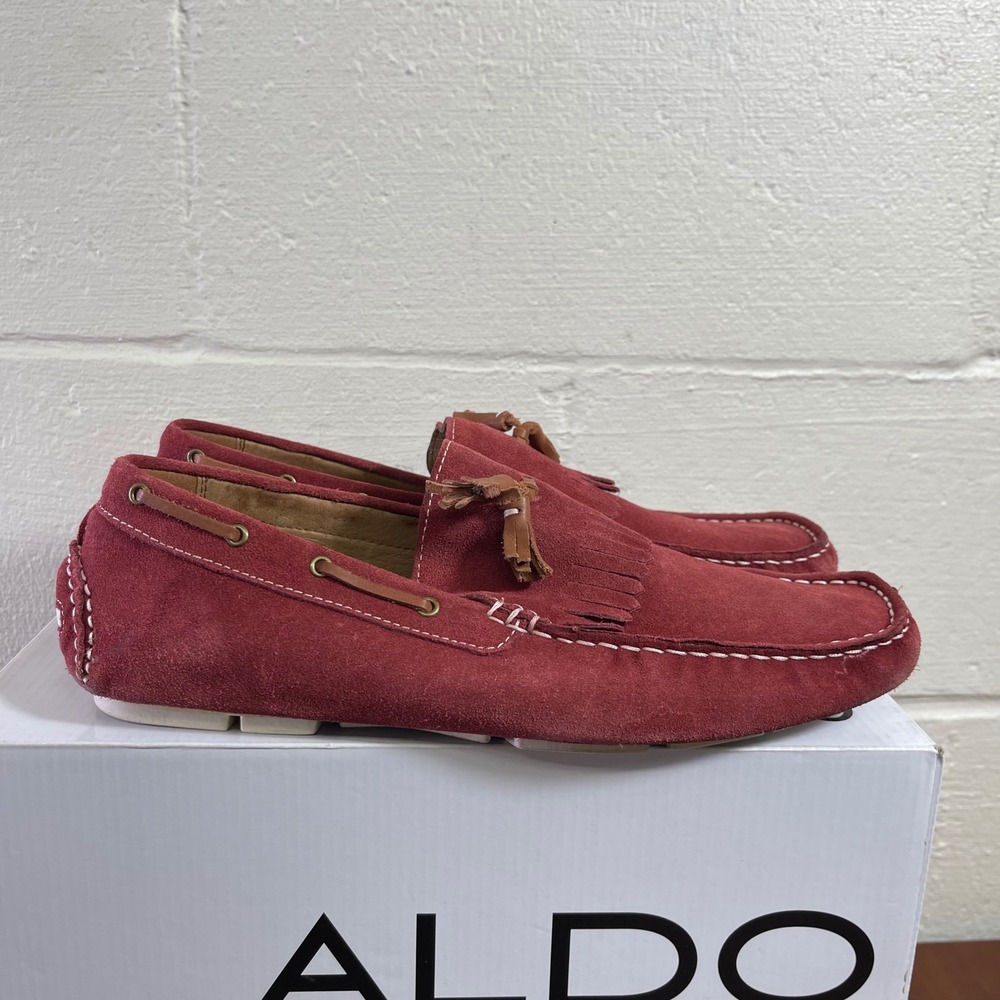 Aldo Bires-62 Red Tassel Loafer Moccasin Driving Shoes Slip On Mens 45 EU/12 US